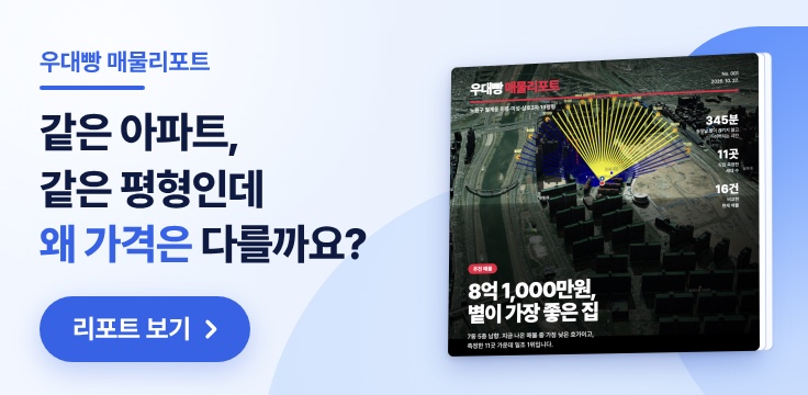 우대빵 매물리포트 — 같은 아파트, 같은 평형인데 왜 가격은 다를까요? 실거래가·현재 호가·일조·조망 비교